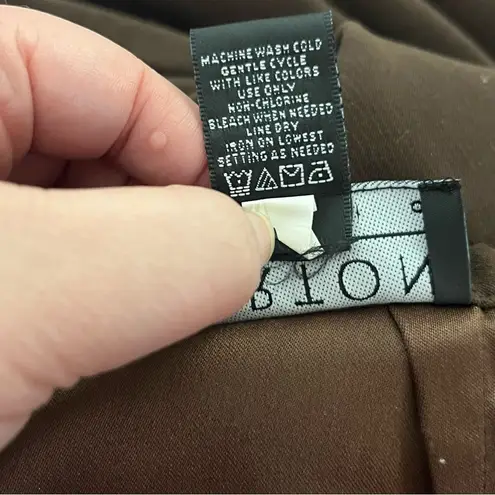 Y2K Norton Studio Petites Faux Suede Midi Pencil Skirt Brown 10P