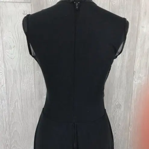 Black sheer mesh top little black dress w/ sheer band maxi sleeveless formal dre Size M