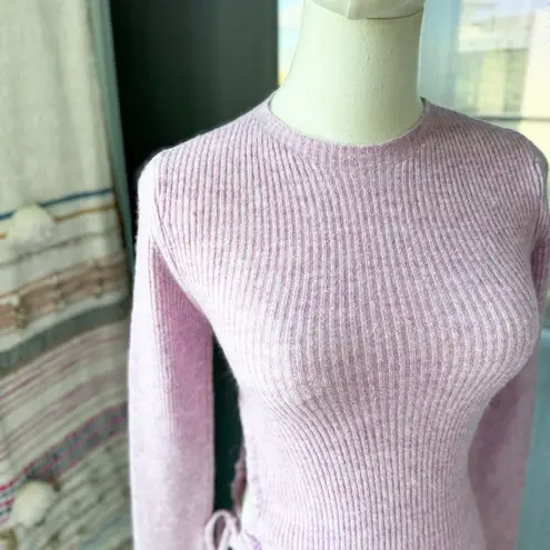 ZARA  Pink Lilac Side Pleat Crewneck Knit Sweater Women’s Size Small