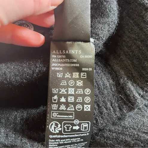 ALLSAINTS Women’s Black Cropped Wool Blend Knit Crewneck Sweater Size L NEW