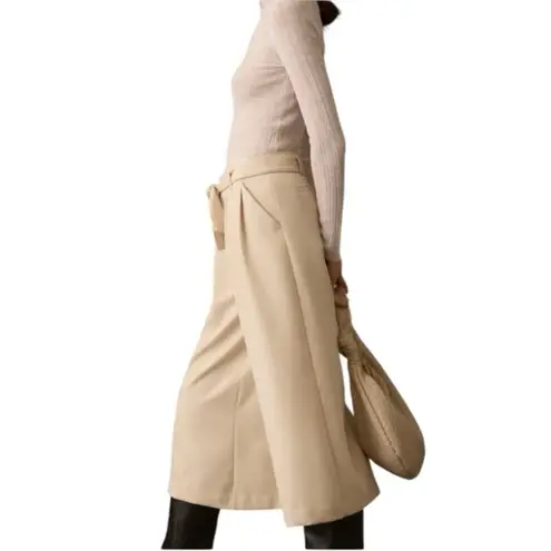 Maeve by Anthropologie Sand Wide-Leg Cropped Culottes Pants Size 14 NWT