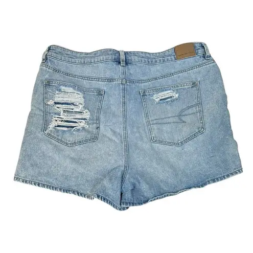 American Eagle  Comfort Stretch Waistband Mom Jean Shorts Denim Distressed Sz 16