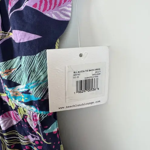 NWT Beach Lunch Lounge Alicia Tie Back Midi Dress XXL Multicolor Tropical Resort Blue