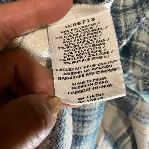 Boston Traders Women's White and Blue Plaid Shacket Shirt Jacket