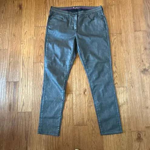 Boden pewter metallic coated skinny pant size 12 Silver