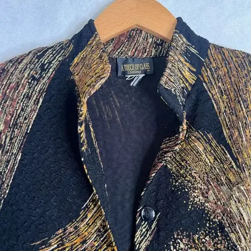 A Touch of Class Vintage Artsy Button Front Long Sleeve Blouse Size LG Black