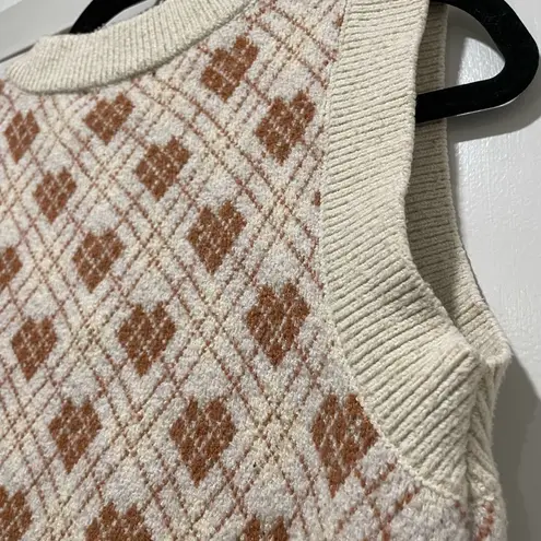 Arizona Jeans Arizona Jean Co. Preppy Brown & Cream Plaid Sleeveless V-Neck Sweater Vest - S