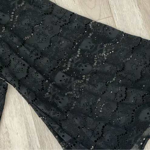 Skull Lace Pants sheer wide leg womens Black (medium) goth whimsigoth vacation