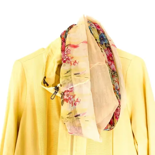 Bonita Basic Susi Yellow Activewear Jacket with Floral Scarf Size Large