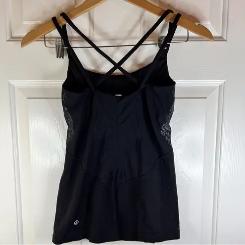 Lululemon  Athletic Black Tank with Mesh Panels Size Small See Measurements