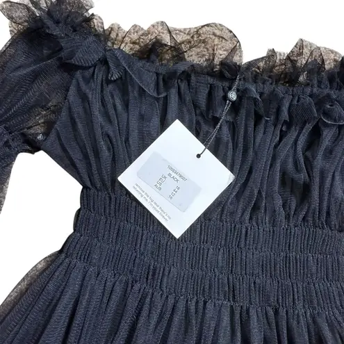 Missguided Dress Black Mesh Gauze Size 12 Whimsy Goth Sheer Flowy Feminine Emo