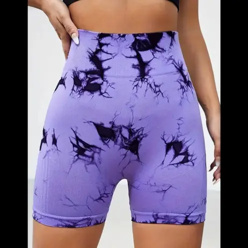 Boutique Purple & Black, Abstract, High-Waisted, Workout Shorts