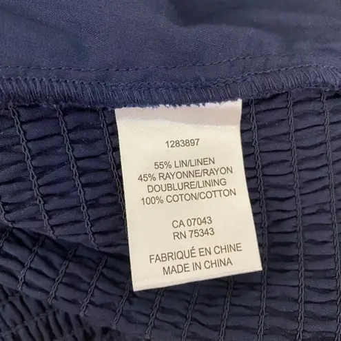 Christian LaCroix Linen Blue White Scallop Embroidered Smocked Crop Top - M NWT