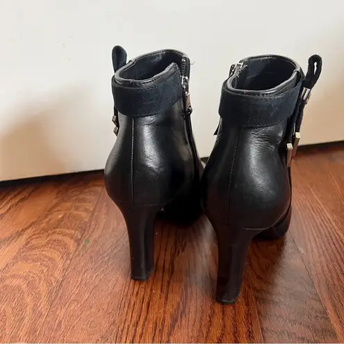 Ralph Lauren lauren  black leather brinley heeled ankle boots size 8.5