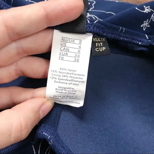 Niptuck Swim • Joanne one piece swimsuit Garden Line Foil navy silver floral Blue Size 4