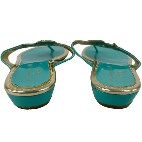 Anne Klein AK  Achazie Thong Sandals Turquoise Silver Studs 7.5