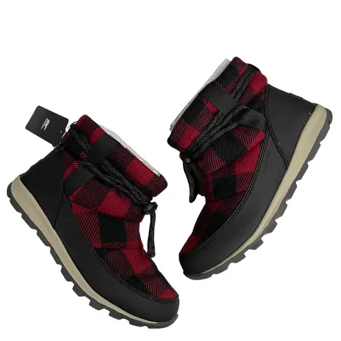 Sorel  Whitney Plaid Waterproof Snow Boots Red Dahila Size 6.5