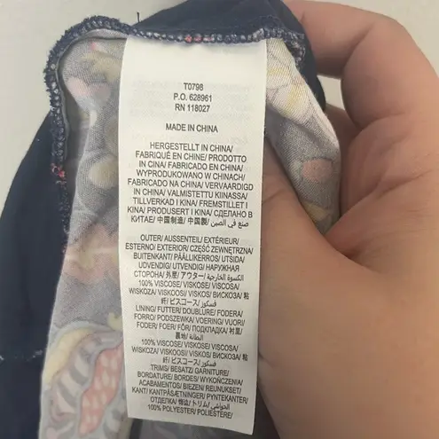 Boden Glorious British Style Navy Floral Jumpsuit tassel ties size 4R Blue