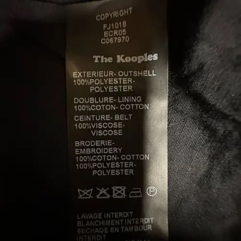 The Kooples Black Pencil Skirt Cream & Gold Embroidery Size S Designer Elegant Mini