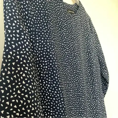 Banana Republic  Navy Blue Floral 3/4 Sleeve Crew Neck Shift Dress 8 EUC