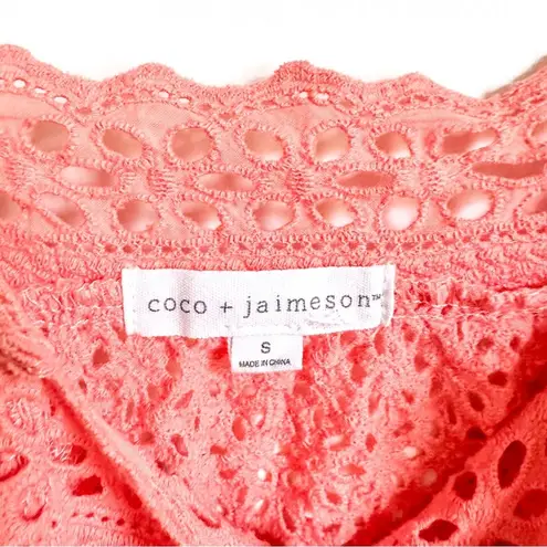 Coco + Jaimeson Pink Eyelet Embroidered Cropped Cami Top sz Small