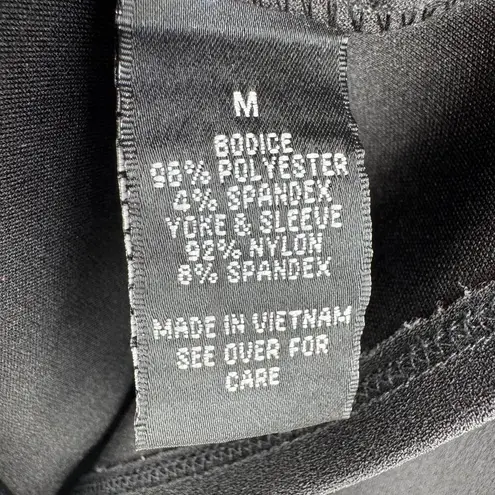 I.N. San Francisco blouse women's M mesh polka dot puff sweetheart stretch black