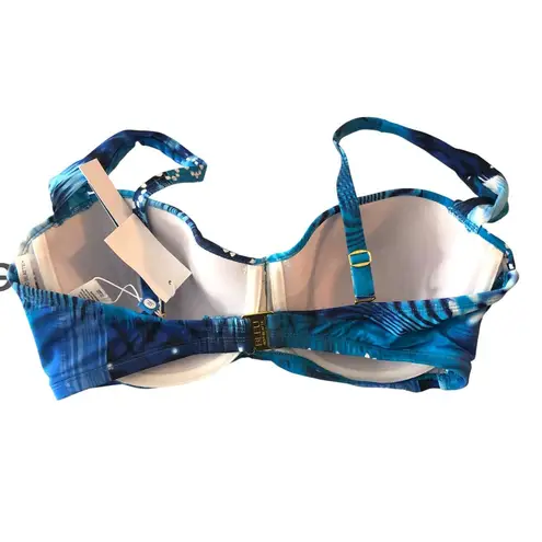 Bleu Rod Beattie  Bikini Top Shirred Underwire Crossover Straps Blue 36D - Image 4