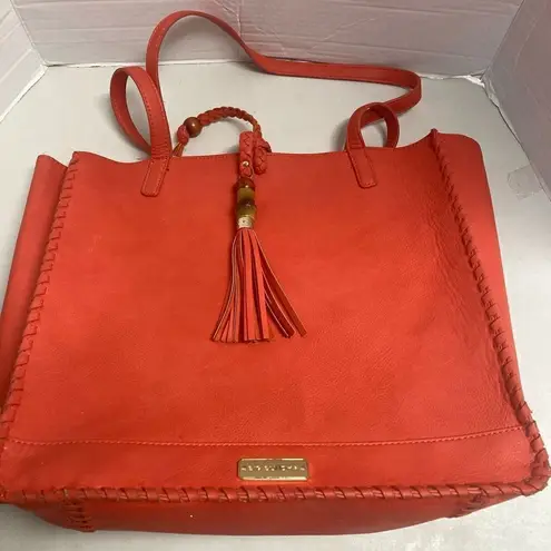 Big Buddha Orange Tote 13X6X13 Bucket Style Woven Tassels