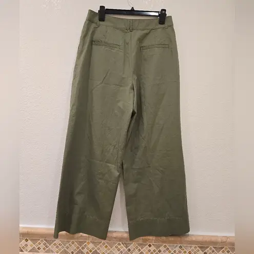 Loft  Poplin Wide Leg Pants Green Size 8P - Image 4