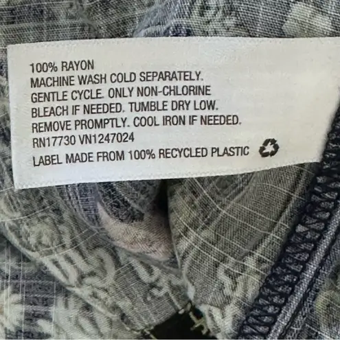 Women's Size XL Dainty Floral Tile Print Flutter Sleeve Mini Dress Agua Bendita Blue