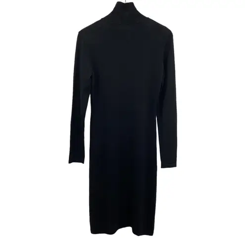 Garnet Hill Merino Wool Turtleneck Dress Knee Length Black Womens Size Small