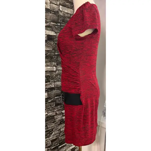 Body Central Dress Red/Black Sz M Vtg Belt w/ Chains Emo Goth Glam Bodycon Punk