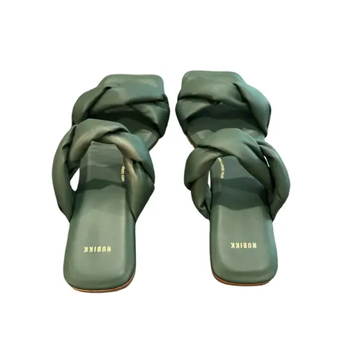 Nubikk NIB Leather Square Twist Flat Sandals