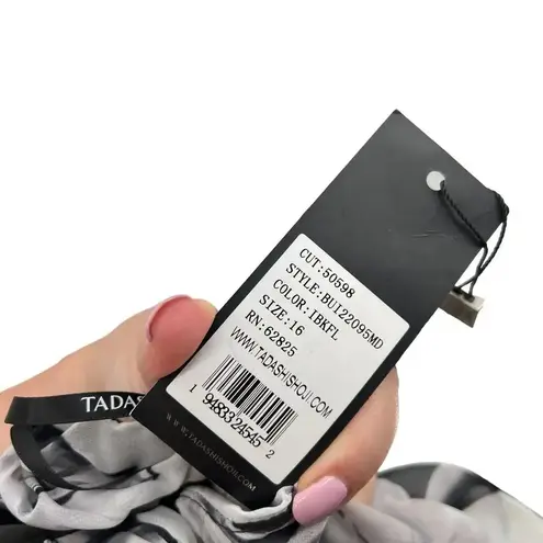 Tadashi Shoji Tadashi Shoji Cobie Draped Cold Shoulder Gown Dress Gray Black Size 16