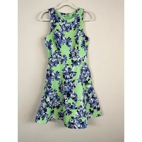 J.Crew Photo Floral Dress Women’s Size 4 Mint Green Blue Spring Pockets A