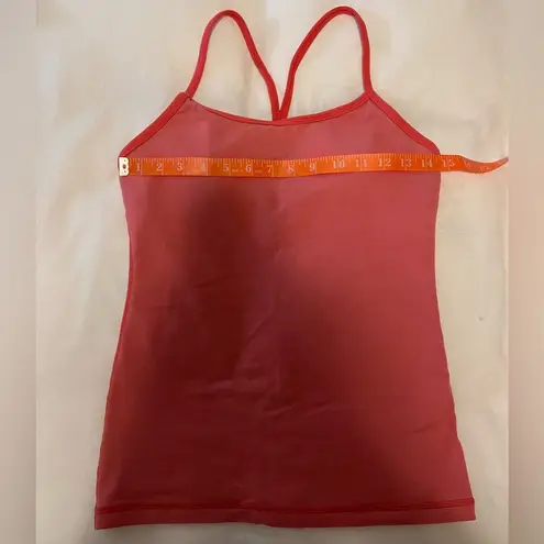 Lululemon  Power Y Tank in Coral Pink Stripe with built in bra - Size 6