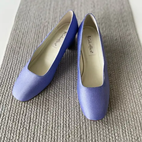 Vintage Lilac Cornflower Blue Colorifics Low Block Heel Square Toe Pumps Sz 9
