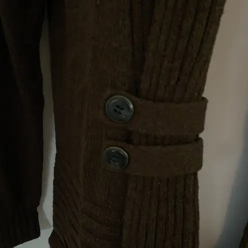 Fortune + Ivy Brown Tab Button Open Front Shimmery Cardigan M Medium NWOT