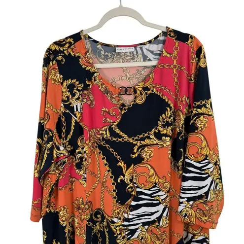 Susan Graver Chain Equestrian Liquid Knit Midi Dress Office Work Womens Plus 2x