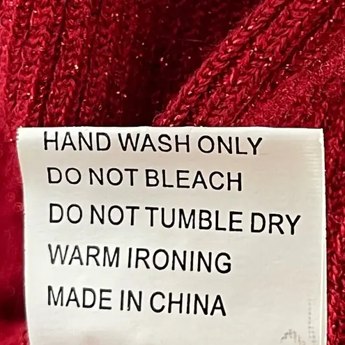 Belldini Large Y2K Cold Shoulder Beaded Rhinestone Ribbed Holiday Top Formal Red