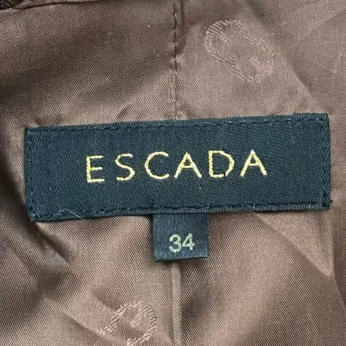 Rare Vintage ESCADA Wool Blend Double Breasted Square Print Brown Blazer Size 34