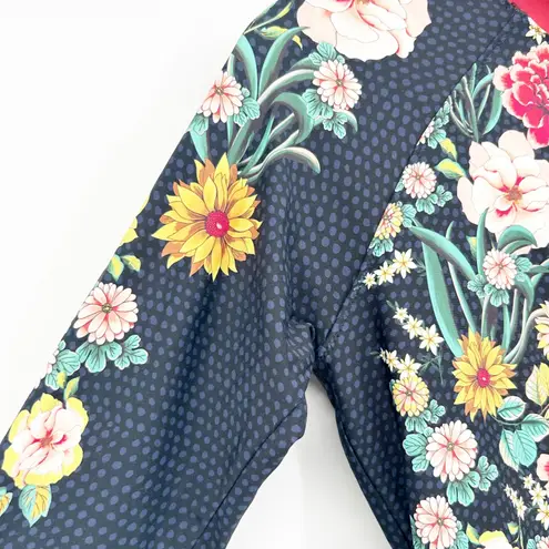 Johnny Was Womens Floral Long Sleeve Mia Surf Shirt One Piece Swimsuit Size M