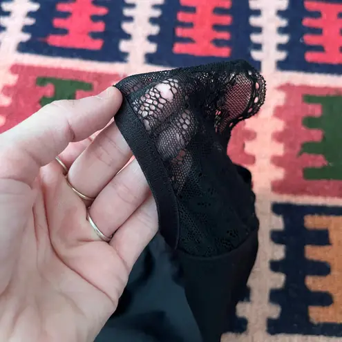 Mirella lace cap sleeve low v-back black ballet leotard Medium