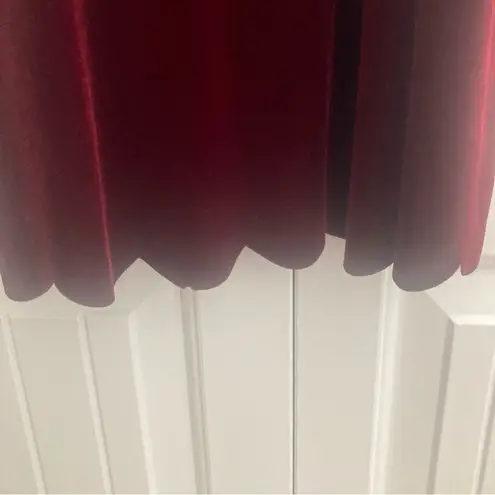 Everly  Anthropology Dress Red Velvet L Spaghetti Strap Scalloped Hem Vamp Goth - Image 4