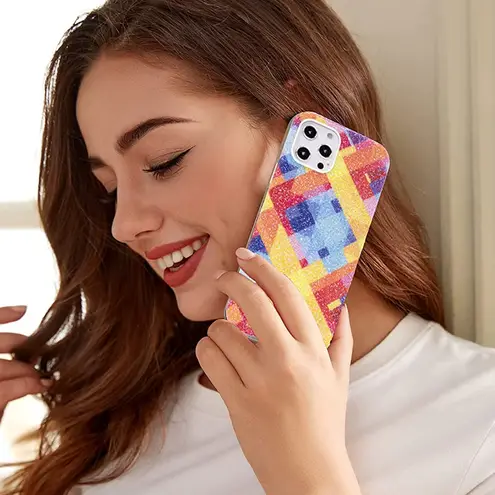 Stylish Glitter Sparkle Shockproof Case iPhone 12 Pro Max Colorful Geometry