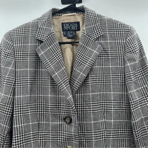 Escada Sport Plaid Blazer Jacket‎ Women's Size 40 Gray Checkered Career