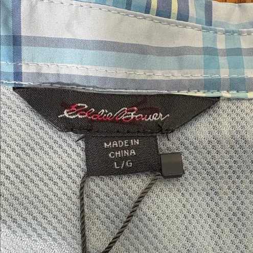 Eddie Bauer Eddie‎ Bauer Short Sleeve Adventure Shirt Moisture Wicking Blue Plaid Size L NWT