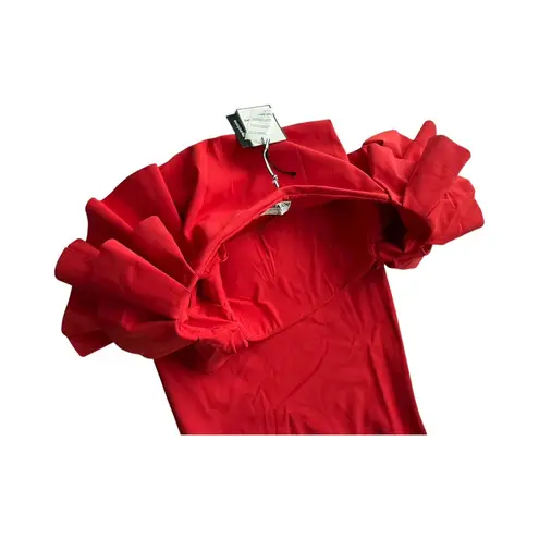 Chiara Boni La Petite Robe Pavarti Off Shoulder Gown Passion Red Size 14 NWT