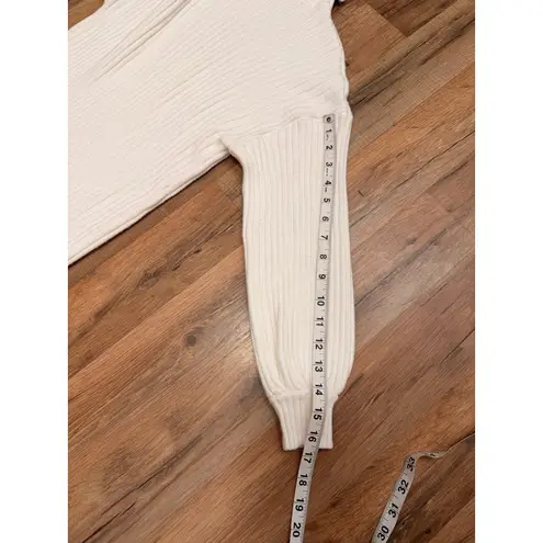 ANRABESS Ivory Ribbed Knit Sweater Pullover Mock Neck XS Soft Stretchy Size 0