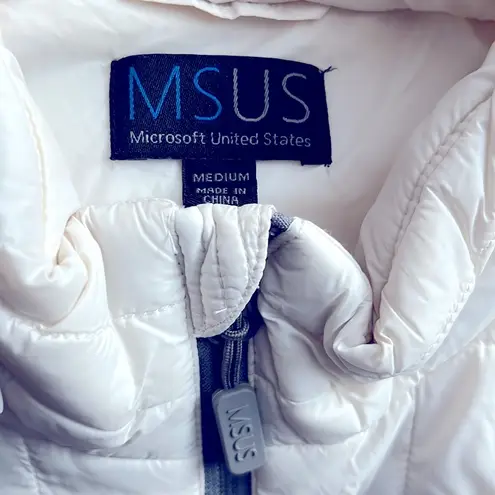 Microsoft Rainier PrimaLoft Eco Full Zip Jacket w/Concealed Stowaway Hood Size M White Size M